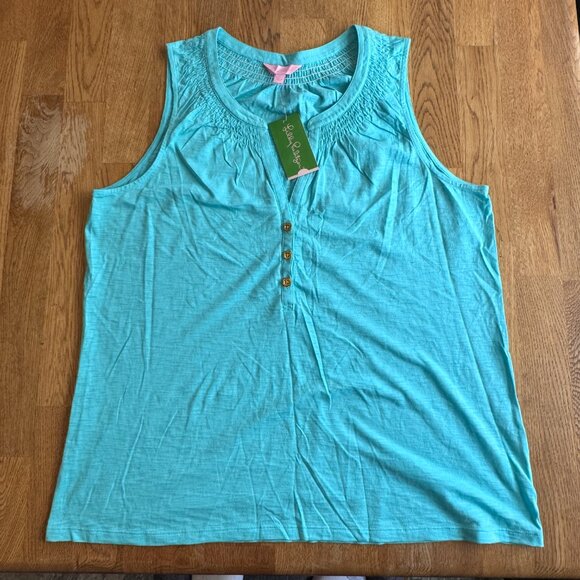 Lilly Pulitzer Essie Tank Top Shorely Blue Size XL NWT - Picture 2 of 10